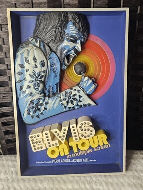 Elvis On Tour Framed Blue 3D Lighted Wall Art